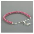 thumbnail image 2 of Gems In Silver 925 Sterling Silver Natural Strawberry Quartz 3-Layered Woven 6"-9" Inches Adjustable Slider Bracelet |Handmade Gemstone Jewelry for Women| Light Red, 2 of 2