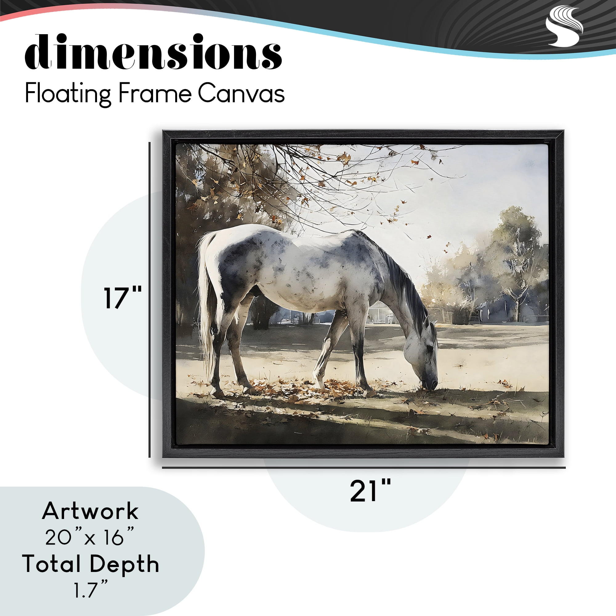 Stupell Industries Grey & White Mare Grazing Black Framed Floater Canvas Wall Art, design by Franklyn Gregory