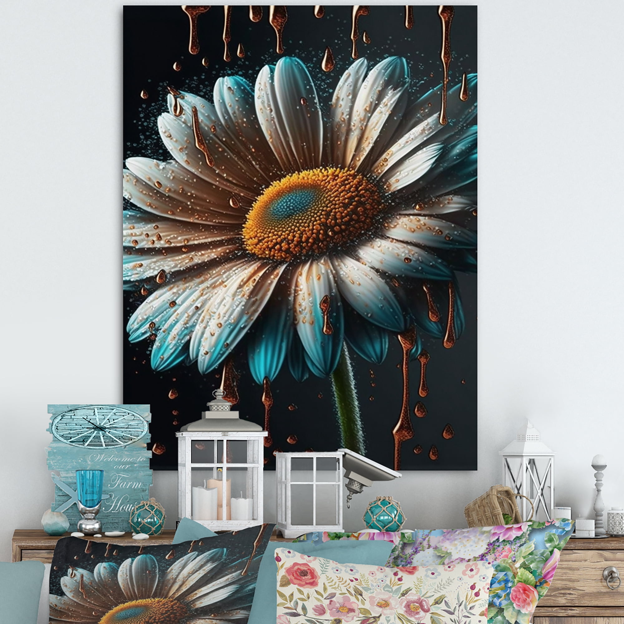 Designart Modern Blooming Daisy III Canvas Wall Art