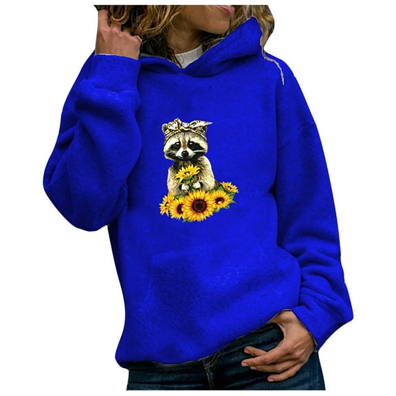 Fesfesfes Women Hooded casual hoodie pullover Women Hooded animal print sweatshirt long sleeve sweat Clothes Sale