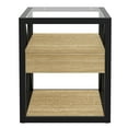 thumbnail image 4 of Tcbosik Nightstand with Glass Top, Side Table with Storage Drawer and Open Shelf, 3-Tier Modern End Table for Living Room, Space Saving, Natural, 4 of 9