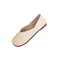 thumbnail image 1 of Ballerines Beiges pour Femmes Rétro à Deux Façons Bout Rond Décolleté Peu Profond Couleur Unie Chaussures Décontractées Confortables pour la Marche Quotidienne Bureau Toutes Occasions Taille 38, 1 of 9