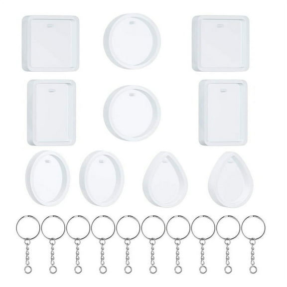 ✪ 20Pcs/Set Crystal Epoxy Resin Mold Keychain Pendant Casting Silicone Mould Kit