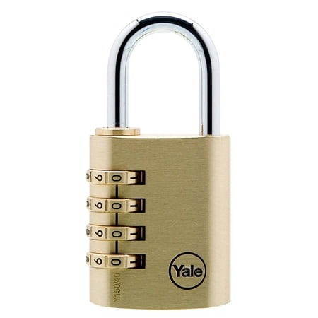Yale Y150/40/130/1 Solid Brass Body Padlock with 4-Dial Resettable Combination, 1-9/16-Inch Wide