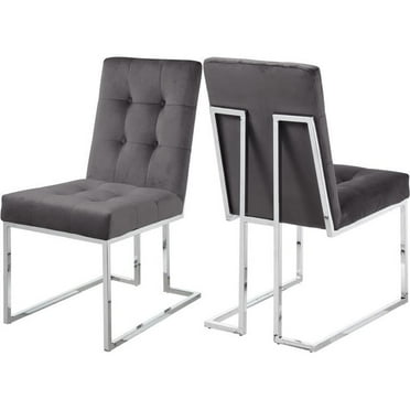 Pemberly Row Contemporary Velvet Dining Chair in Gray (Set of 2)