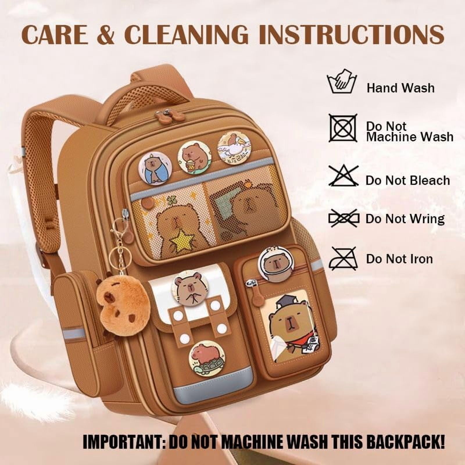 Capybara Backpack for Women and Men, Cute Cartoon Capybara Bag with Pins, Ita Bag Casual Travel Daypack, Kawaii Laptop Backpack for Daily Use