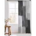 thumbnail image 3 of Sheer Curtains 84 Inches Long, Black Abstract Semi Sheer Curtains Light Filtering Window Treatment, Grey Geometric Oil Painting Vintage Ombre Privacy Voile Drapes for Living Room Bedroom 52x84 Inch, 3 of 7
