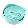 thumbnail image 3 of Cesta giratoria de paja de trigo para fregadero de cocina, ecológica y práctica, color verde, L, escurridor de verduras de doble capa, 3 of 8