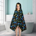 thumbnail image 6 of Colorful Controllers Games Icons Black Pattern Hooded Bath Towel，50"x30" for Ages 3 To 12 Kids, Quick Dry Lightweight Soft Microfiber Hood Beach Towel Cover Up for Kids, 6 of 7