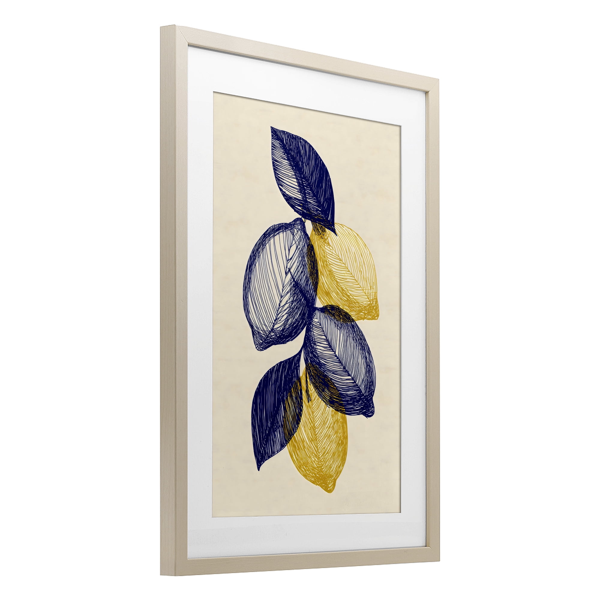 Stupell Industries Navy Lemons Botanical Sketch Birch Framed Print Under Glass, design by Petal Prints Design