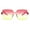 Pink Yellow, variant on Womens Thick Flat Panel Shield Plastic Rectangular Hippie Sunglasses Pink