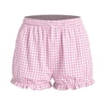 thumbnail image 4 of Boxer Shorts for Women Elastic Waist Plaid Pajamas Short Bottoms Casual Summer Beach Vacation Shorts, 4 of 6
