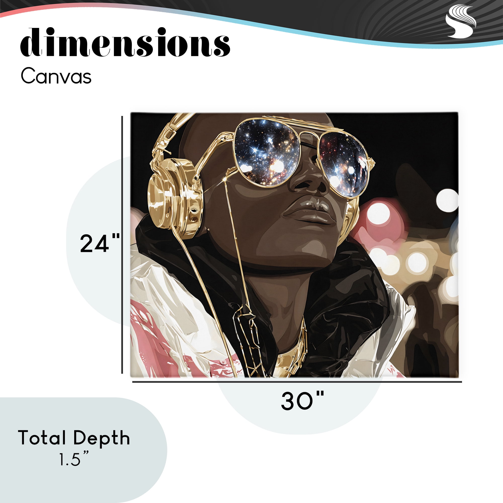 Stupell Industries Starry Eyed Shades with Headphones Canvas Wall Art, design by Franklyn Gregory