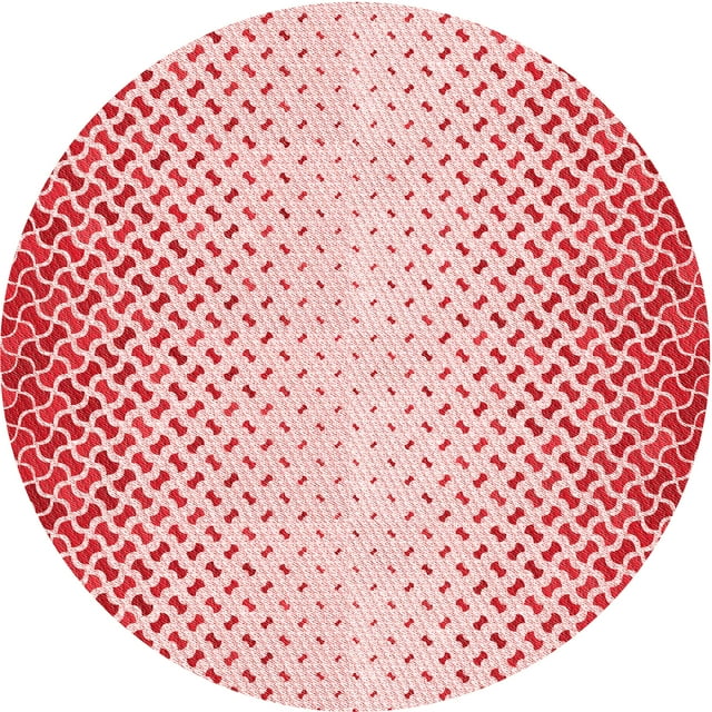 Ahgly Tapis Rond Lavable en Machine Intérieur Transitionnel Rouge Clair Rose, 6 Pieds Rond