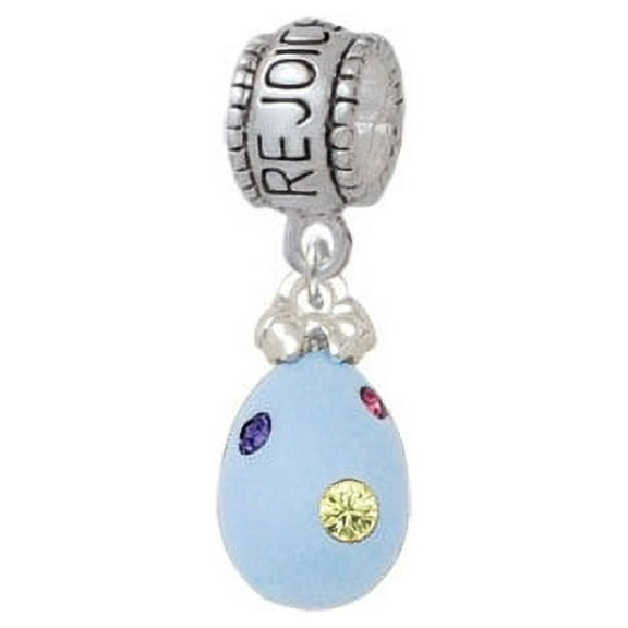 Light Blue Easter Egg with Multicolored Crystal Dots - Rejoice Charm Bead