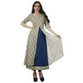 thumbnail image 1 of Moomaya Tunique Imprimée en Coton pour Femmes, Fente sur le Fron, Manches Courtes, Longue Kurta Kurti, Ensemble-m, 1 of 1