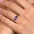 thumbnail image 4 of Gem Stone King 18K Yellow Gold Plated Silver Purple Amethyst and Black Onyx Engagement Ring for Women | 1.01 Cttw | Oval Checkerboard 7X5MM | Gemstone February Birthstone | Size 8, 4 of 6