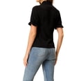 thumbnail image 4 of Allegra K Women's Floral Peter Pan Collar Button Ruffle Puff Short Sleeve Shirt Top, 4 of 5