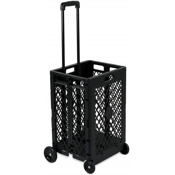Mount Plus Folding Mesh 55 lb Capacity Utility Cart, Portable with Aluminum Handle