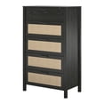 thumbnail image 4 of Wimberly 5 Drawer Dresser, Black Oak with Faux Rattan, 4 of 7
