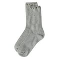 thumbnail image 5 of MeMoi Women's Ribbed Rhinestone Studded Cotton Rich Crew Sock - Womens - Female, 9-11, Med Gray Heather, 5 of 6