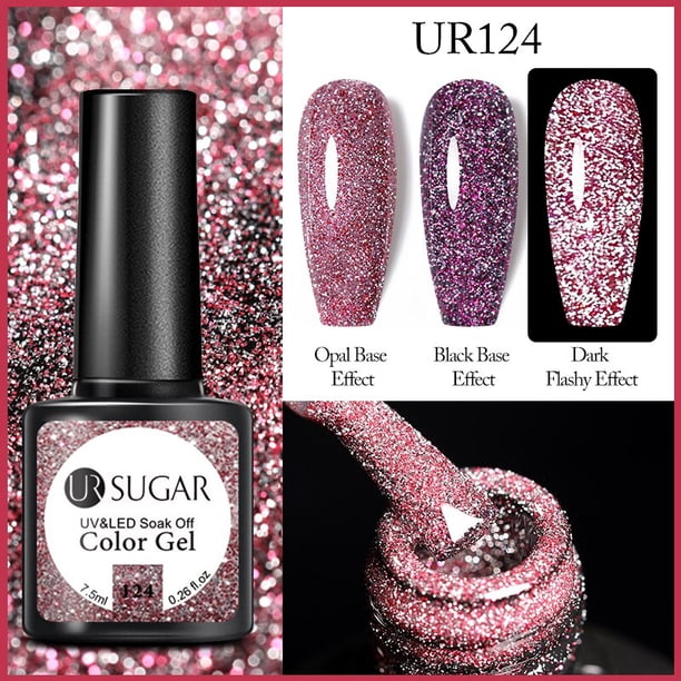 7,5 ml azúcar UR Gel de purpurina reflectante rosa lentejuelas Gel esmalte de uñas Soak Off UV Gel de uñas semipermanente decoración de uñas Tan Jianjun unisex