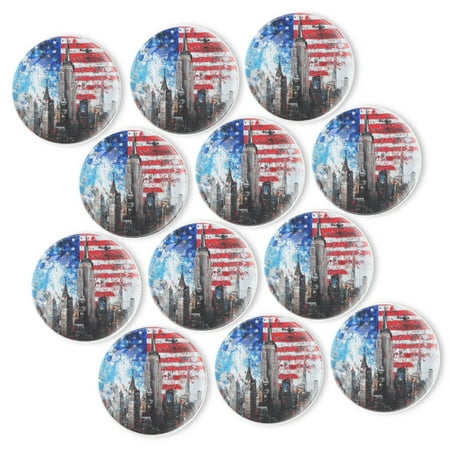 

Strong Refrigerator Magnet Fridge Sticker Gorgeous Urban - Flag Painting 12Pcs Beautiful Photo Decorative Magnet Set Small Round Crystal Glass Craftwork for Refrigerator Decor