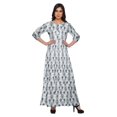 thumbnail image 1 of Moomaya Robe Maxi Évasée à Col Rond et Manches 3/4 Imprimée, Tenue Décontractée d'Été, 1 of 3