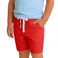 thumbnail image 4 of Boys' Cotton Shorts with Pockets Drawstring Elastic Waist Summer Lounge Shorts Kids Solid Jogger Sweatshorts (3-4 Years, Red), 4 of 7