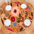 thumbnail image 2 of Pioneer Flower Floral Print Pattern Round Fitted Tablecloth with Elastic Edge,Dining Table Cover Waterproof,Outdoor Round Tablecloth for Camping,Dining,Indoor and Outdoor, 2 of 7