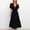Black, variant on Fesfesfes Spring Dresses for Women Casual Solid Color V-neck Boho Dress Waist Lace-up Flared Short Sleeve Ruffle Splicing Part Dress