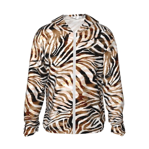 Balery Watercolor Zebra Sudadera ligera de manga larga con capucha y protección solar UPF 50+ para hombre y mujer, ideal para pesca y running-XX-Large