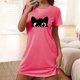 thumbnail image 1 of Camisón corto de talla grande para mujer, camisón de manga corta con estampado de pecho a la moda, camisón para mujer, 1 of 5