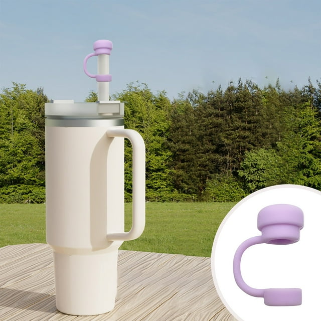 Reusable Food Grade Silicone Straw Cap Purple 10mm Opening Fits Most Cup Straws Hygienic Outdoor Drinking Accessory Easy to Clean Portable Cute Design
