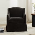 thumbnail image 3 of Comfort Pointe Ludlow Dark Brown Polyester Fabric Skirted Swivel Accent Chair, 3 of 12