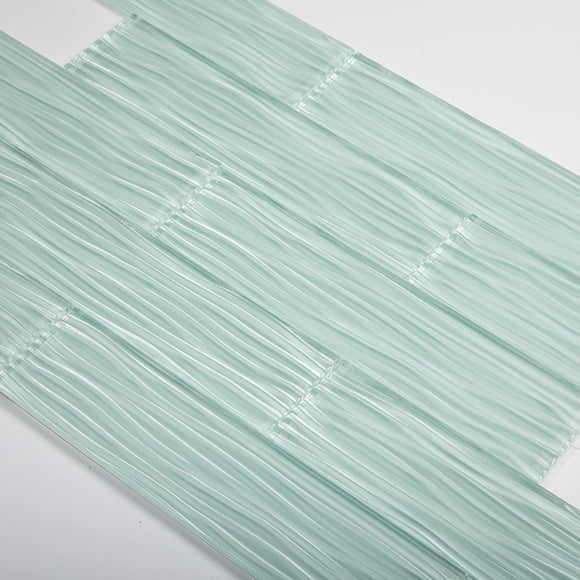 Azulejo de vidrio para metro Lovdeco Water Wave Light, verde, 75 x 300 mm
