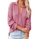 thumbnail image 3 of Blusa informal de manga larga con cuello vuelto para mujer, color rosa, talla L, elegante blusa de punto con cuello en V, 3 of 6
