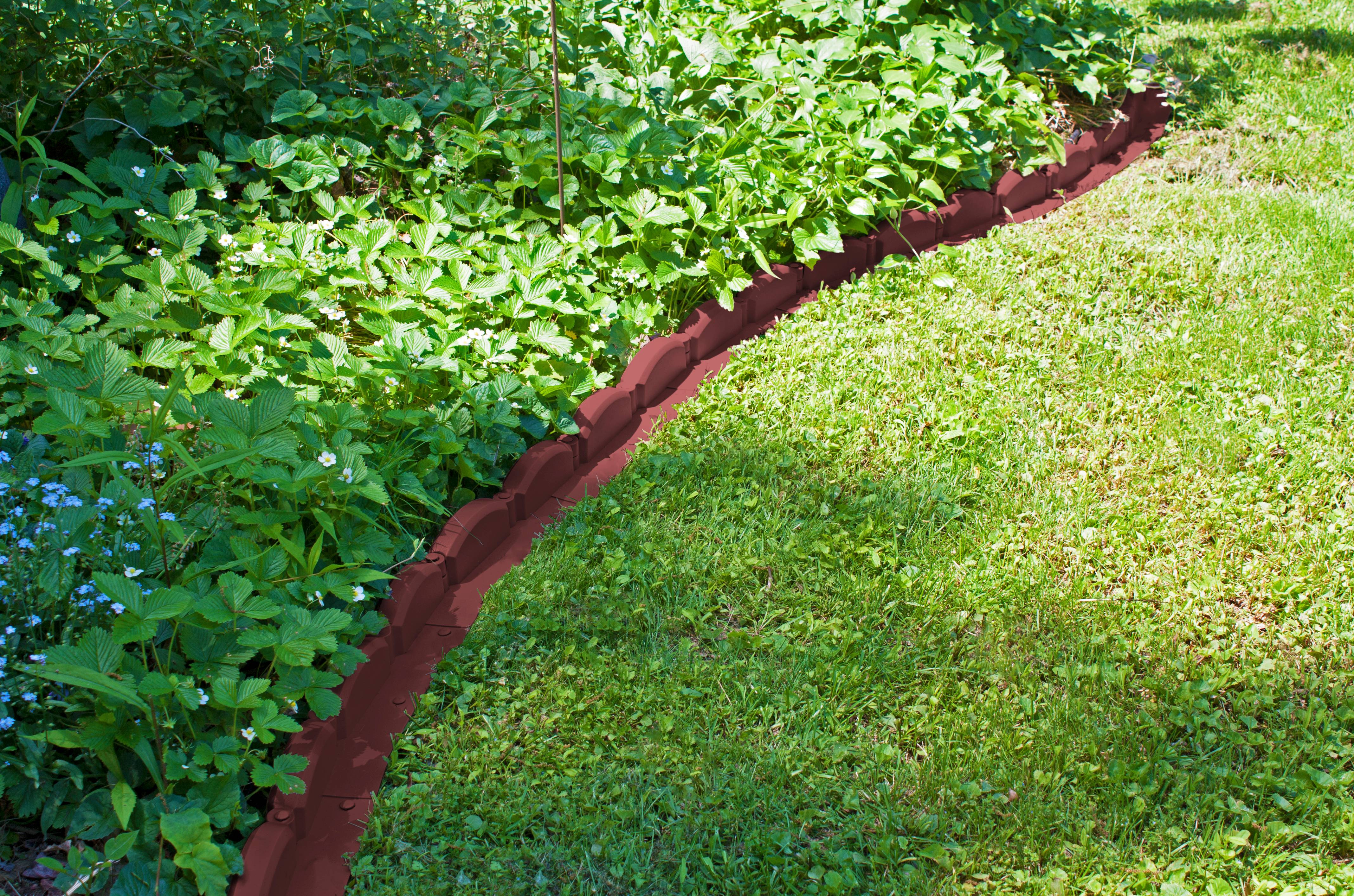 Trim Free Landscape Edging - 20' of Interlocking Adjustable Brick Sections - Blocks Grass and Weeds - Red Brick - image 2 of 9