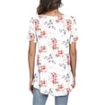 thumbnail image 3 of Camiseta de mujer con estampado floral, manga corta, cuello redondo, blusa plisada, tipo 3, M Advancent AP002482-05, 3 of 5