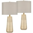 thumbnail image 2 of 360 Lighting Mira 25 1/4" High Modern Table Lamps Set of 2 Textured Gold Finish Oatmeal Shade Living Room Bedroom Bedside, 2 of 9