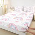 thumbnail image 3 of Manfei Cartoon bohemian Rainbow Twin Sheet Sets,Clouds Stars Pattern Twin Fitted Sheet,Pink White Blue Flat Sheet For Girls Teens,Luxury Bedroom Decor,3-Piece, 3 of 7
