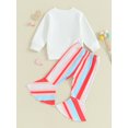 thumbnail image 4 of Bagilaanoe 2Pcs Baby Girl Valentine's Day Clothing Sets Toddler Letter Print Long Sleeve Sweatshirt Tops + Striped Flare Trousers 6M 9M 12M 18M 24M 3T 4T Kids Pants Set, 4 of 9