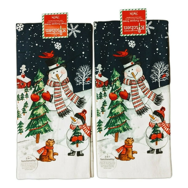 Set Of 2 Let Is Snow Christmas Snowman Terry Kitchen Towels By Kay Dee Designs Walmart Com Walmart Com