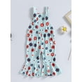 thumbnail image 4 of Bagilaanoe 4th of July Jumpsuit for Toddler Baby Girl Sleeveless Letter Floral Print Romper Overalls 12M 18M 24M 3T 4T 5T Kids Long Flared Pants Independence Day Outfits, 4 of 8