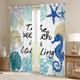 thumbnail image 2 of Summer Beach 30%-50% Blackout Curtains for Bedroom Blue Seahorse Curtains for Living Room 2 Panels 42"Wx90"L,Nautical Coastal Curtains, 2 of 6