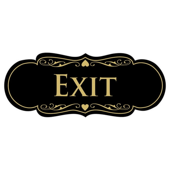 Designer EXIT Sign - Black / Gold - Small 2.5 x 5"