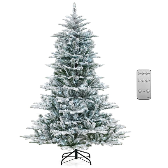 Demi Bonn 6 Feet Green White Snow Flocked Tree - 661 Tips, Cool White LEDs, 3 Lighting Modes & Remote