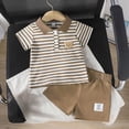 thumbnail image 2 of TOWED22 Toddler Baby Boy Clothes Short Sleeve T Shirt Top Shorts Set 2Pcs Casual Summer Outfits Brown,9-12 M, 2 of 8