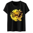 thumbnail image 4 of Vetement Femme ete 2025 Womens Fashionable Sunflower Printed Short Sleeved Round Neck Sports Casual T Shirt Workout Tops for Women Loose Fit Lightweight Workout Shirts Women Casual T Shirts M, 4 of 5