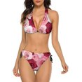 thumbnail image 1 of NICKSUN Women's Bikini Sets, Roses Print Two Piece Bathing Suits Sexy Halter Padded Bikini Swimsuits, 1 of 6
